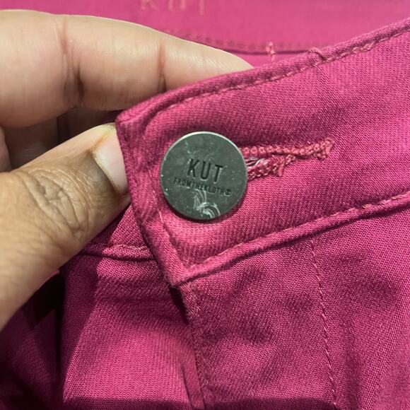 Kut Pants Women’s Donna Size 8 Pink High Rise Ankle Skinny Raw Hem - Picture 3 of 8